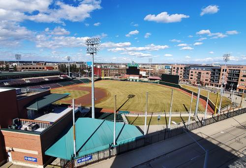 A view of Day Air Ballpark from The Foundry at the AC Hotel Dayton