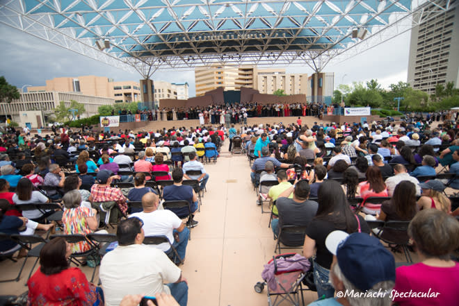 Mariachi Spectacular student showcase on Civic Plaza in Downtown Albuquerque
