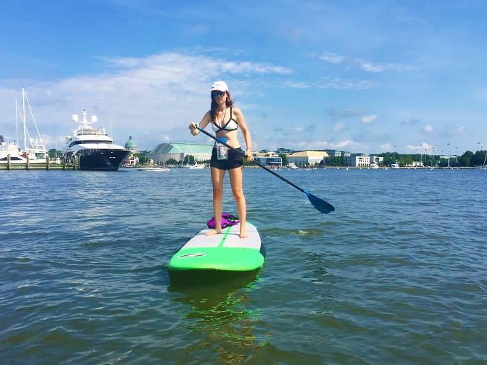 Author's daughter paddles down Spa Creek.