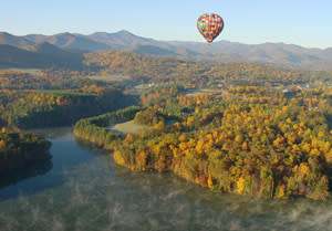 Aerial views of fall foliage