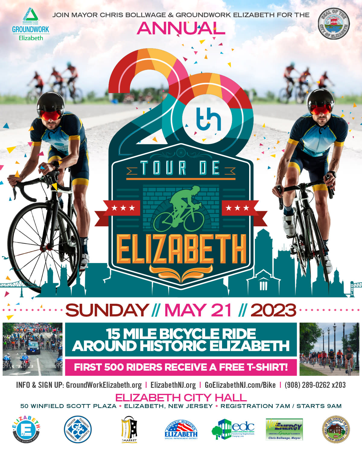 20th Annual Tour de Elizabeth - 15mile Bicycle Ride Around Historic Elizabeth, NJ