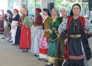 Assorted costume dancers
