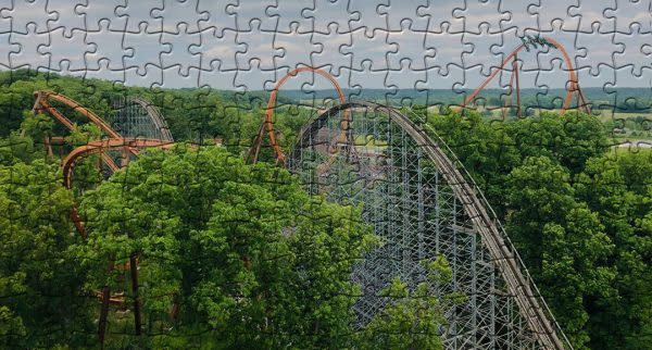 Voyage and Thunderbird at Holiday World, Indiana Jigsaw Puzzles