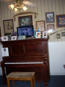 Mayberry Café's interior has an upright piano as Andy might have played. 