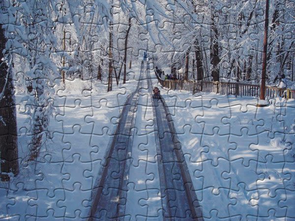 Toboggan Run at Pokagon State Park, Winter Indiana Jigsaw Puzzles