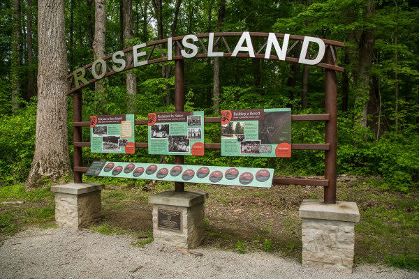 Rose Island is an abandoned theme park at Charlestown State Park