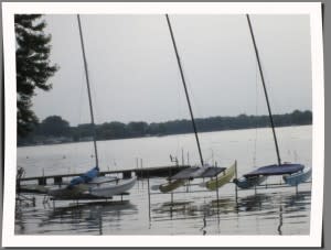 A view of boats on Winona Lake from The Boathouse Restaurant.