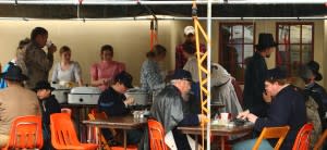 troops eating tent