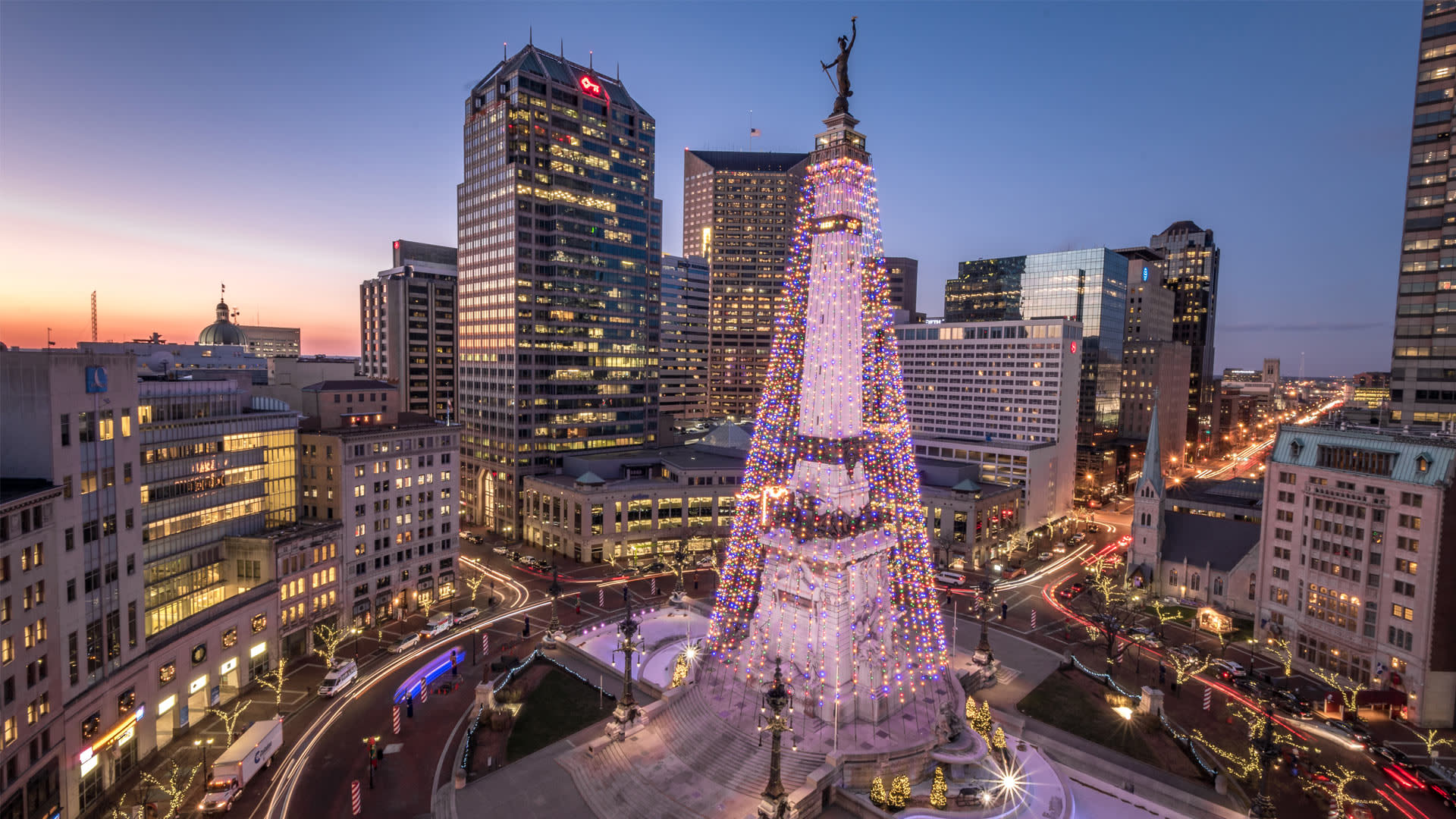 Circle of Lights on Monument Circle