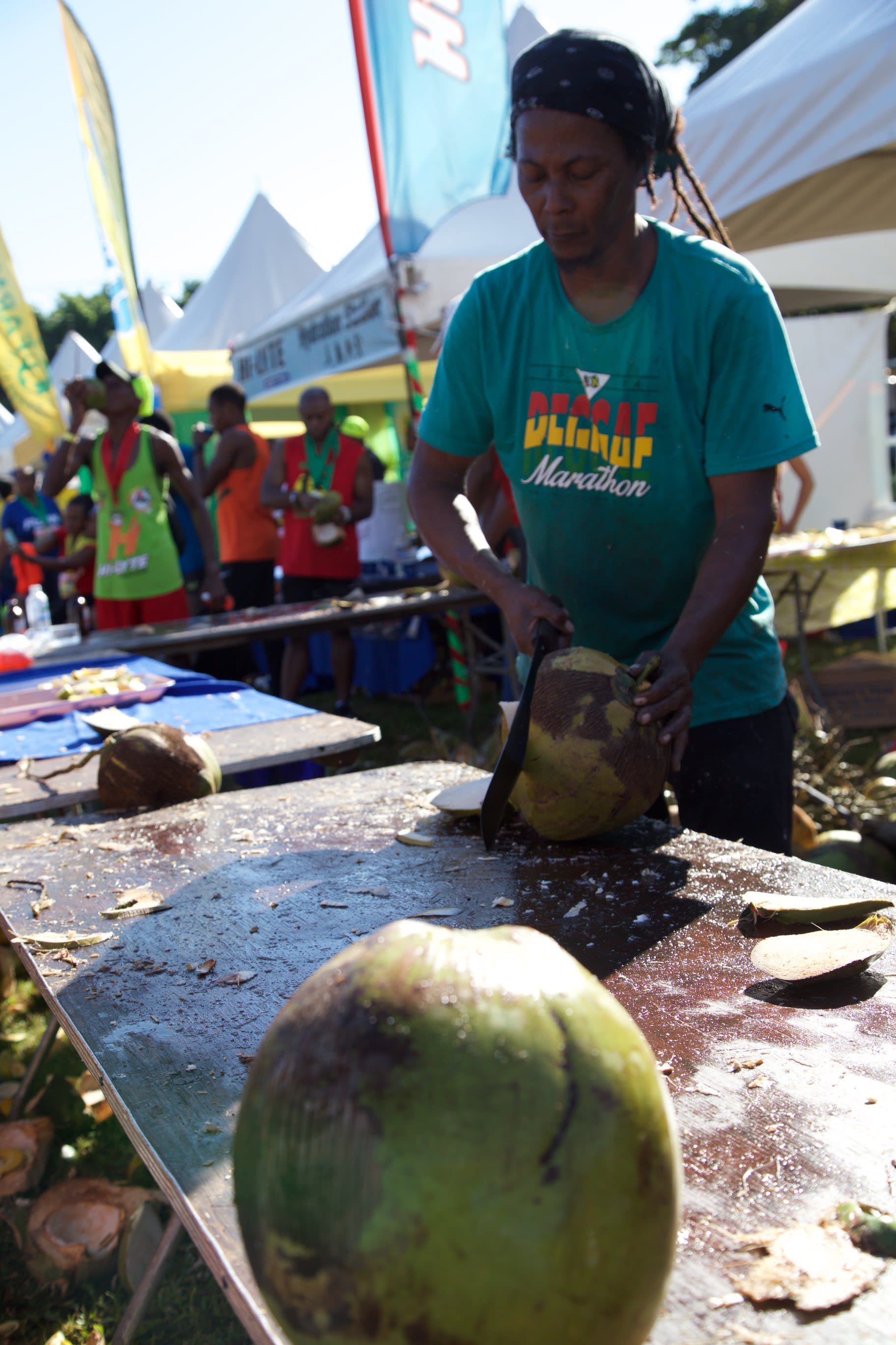 Fresh coconut water was on hand for the participants of the 2016 Reggae Marathon in Negril, Jamaica.