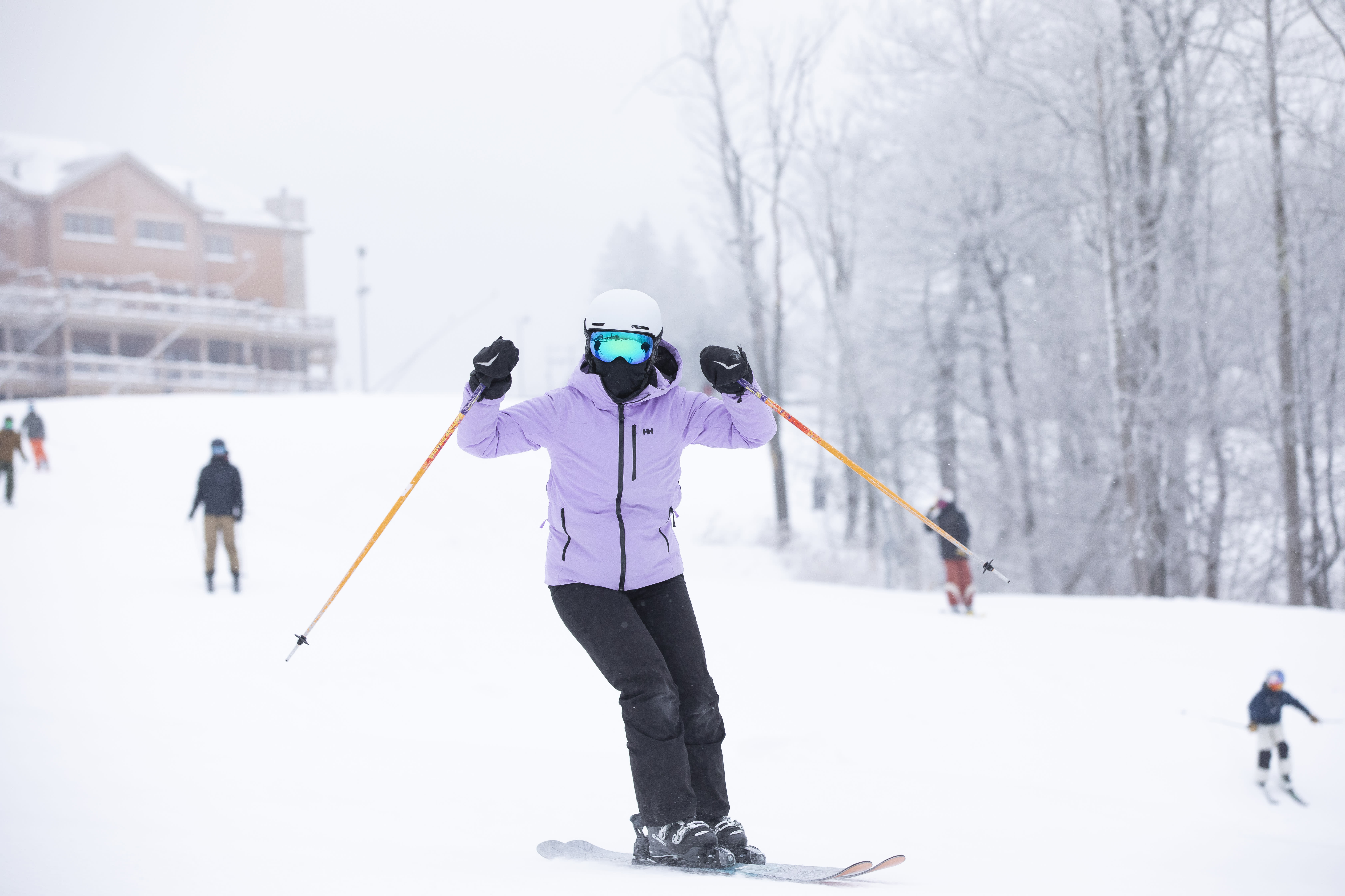 A skier enjoys an early run at Seven Springs Mountain Resort on Friday, Dec. 6, 2024.