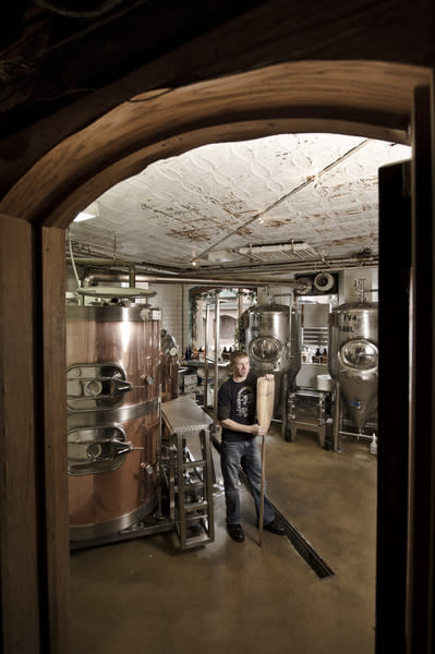 Brewmaster Derek Anderson of The Vierling Restaurant and Marquette Harbor Brewery in downtown Marquette, Michigan.