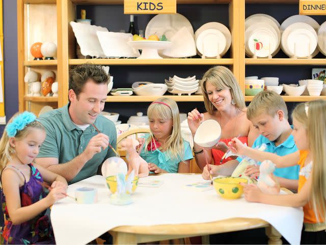 Family making crafts