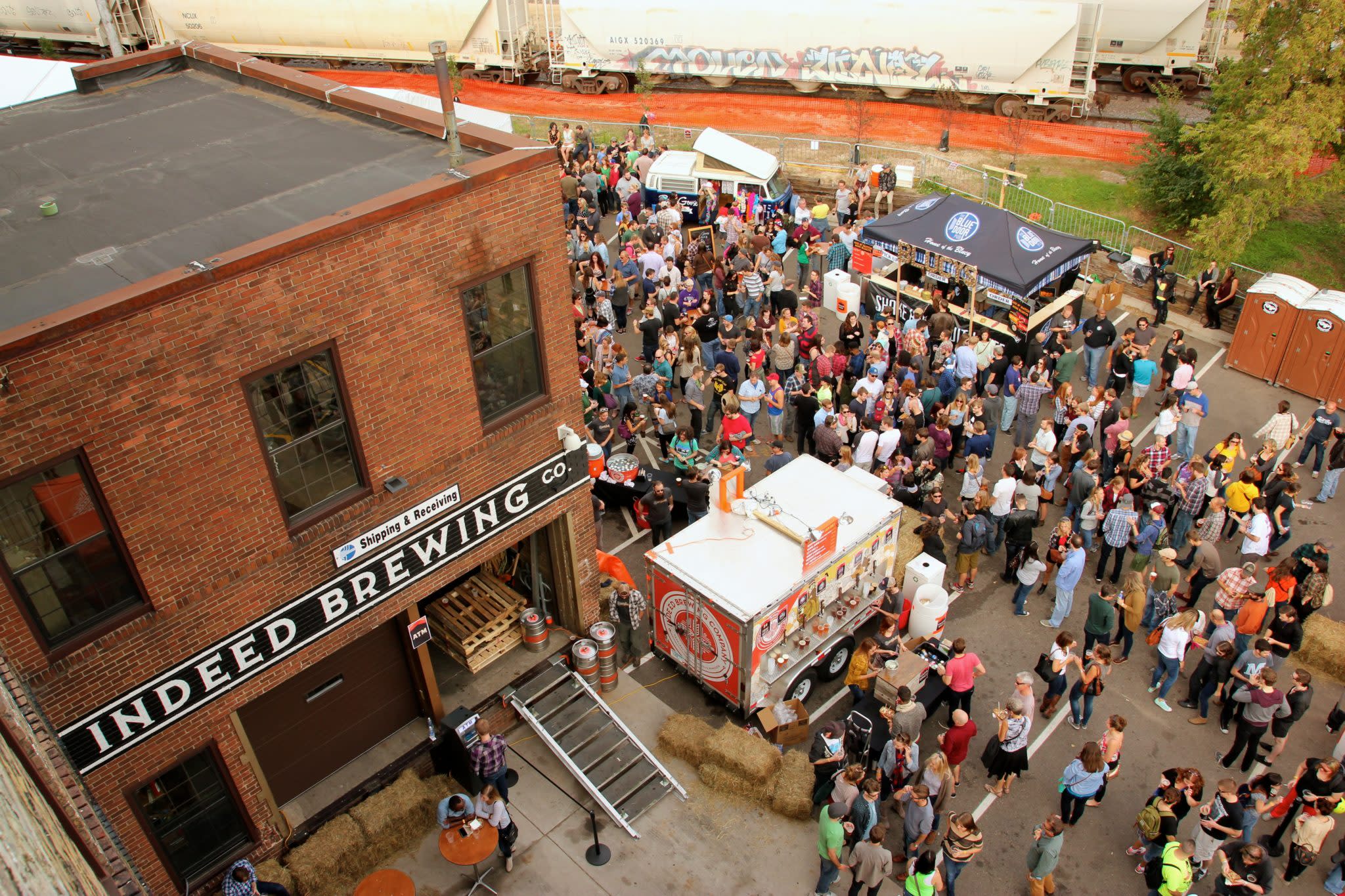 Block party outside of Indeed Brewing