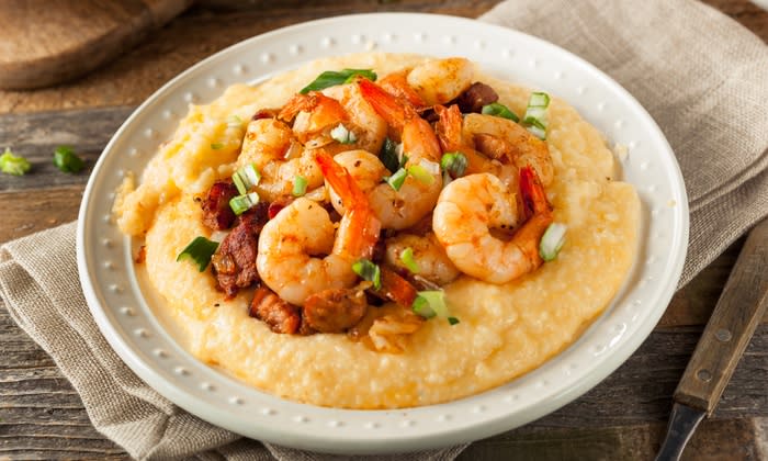 Plate of grits and shrimp