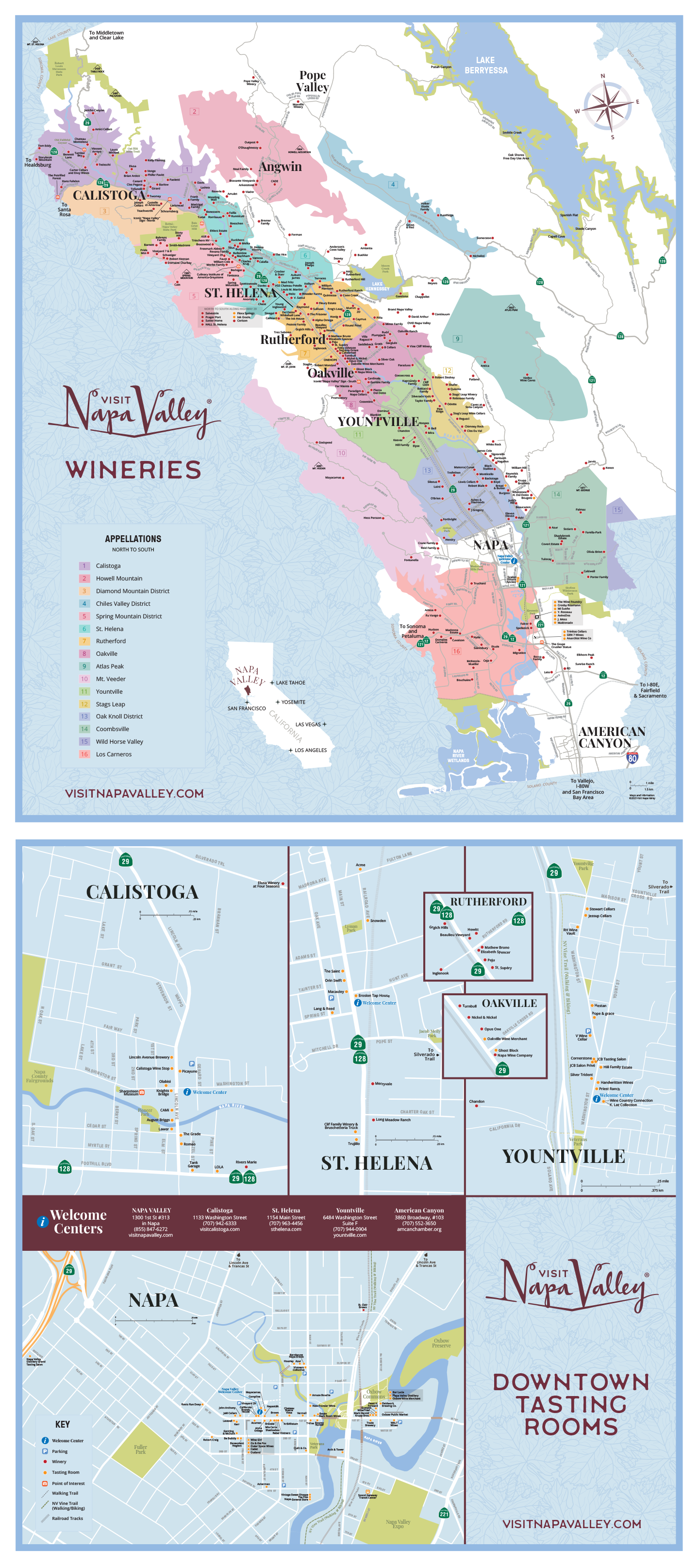 Napa Valley Wineries & Tasting Rooms Map 2023