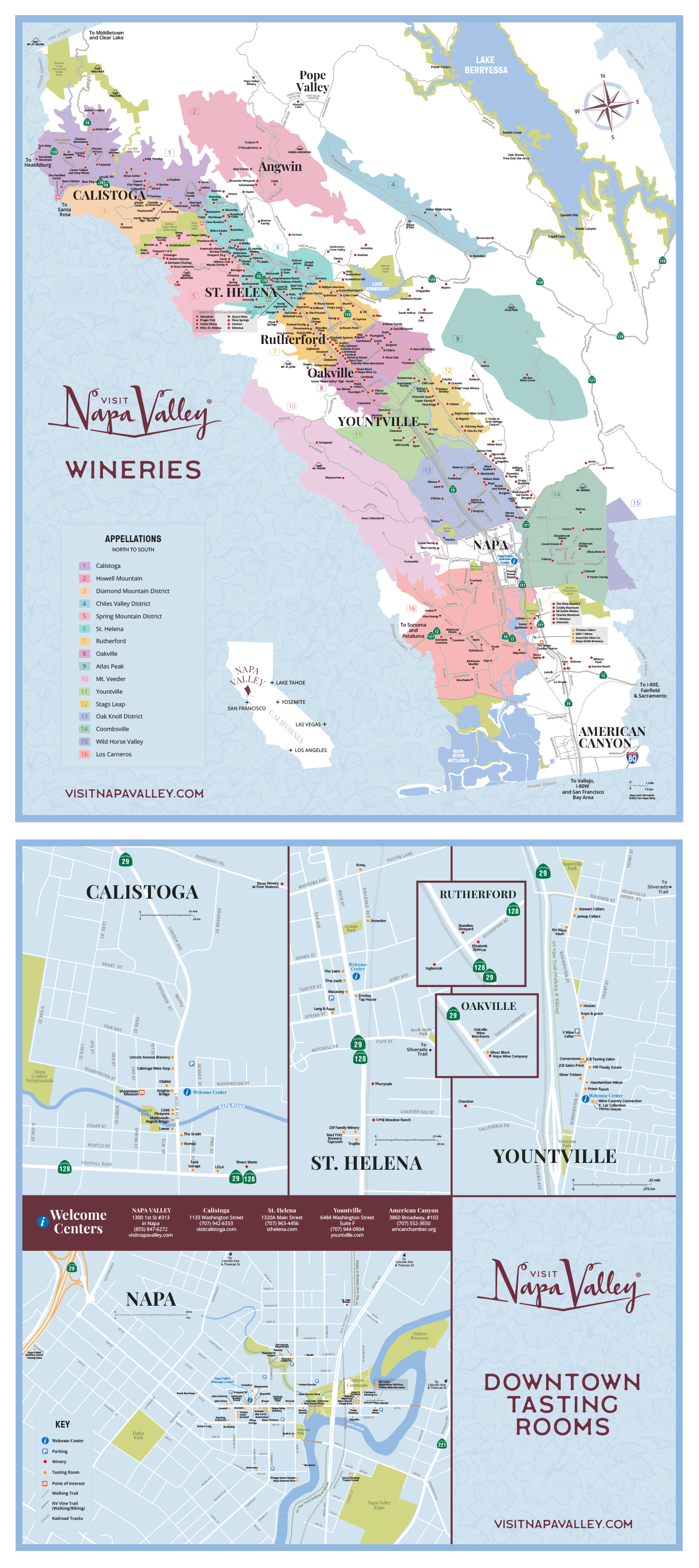 Napa Valley Wineries & Tasting Rooms Map