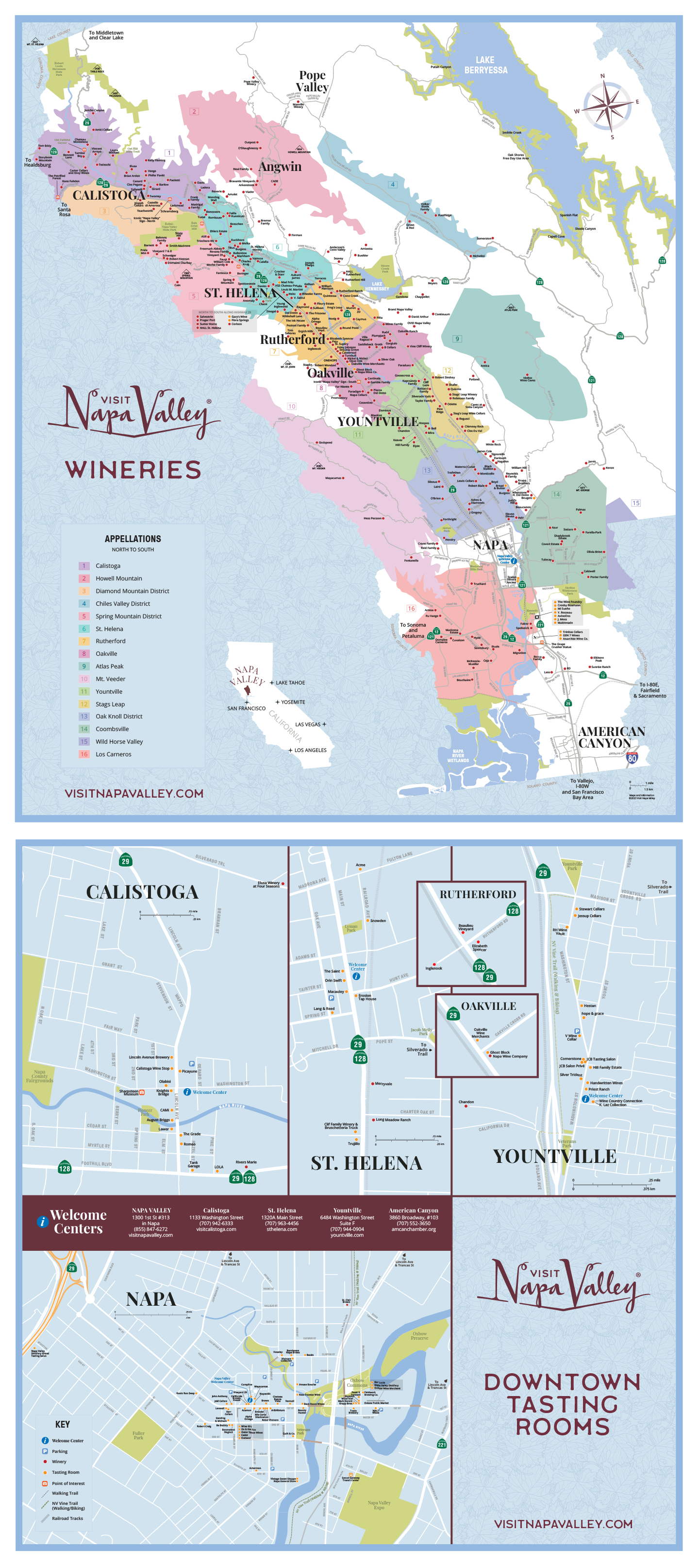 Napa Valley Wineries & Tasting Rooms Map 2023