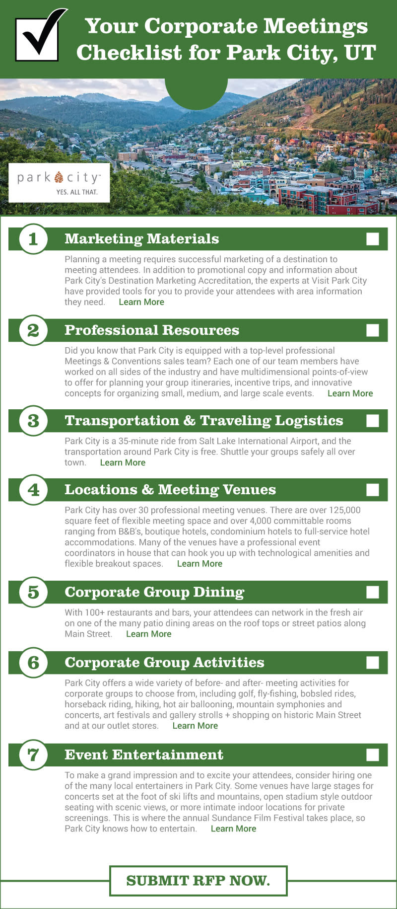 Park City Corporate Meetings Checklist