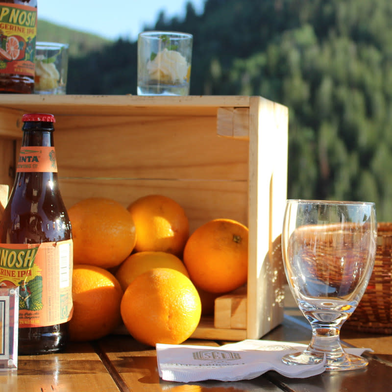 Fruit and brew display at Park City brewery