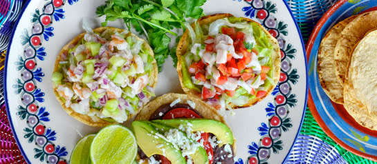 Tostadas on decorative plate