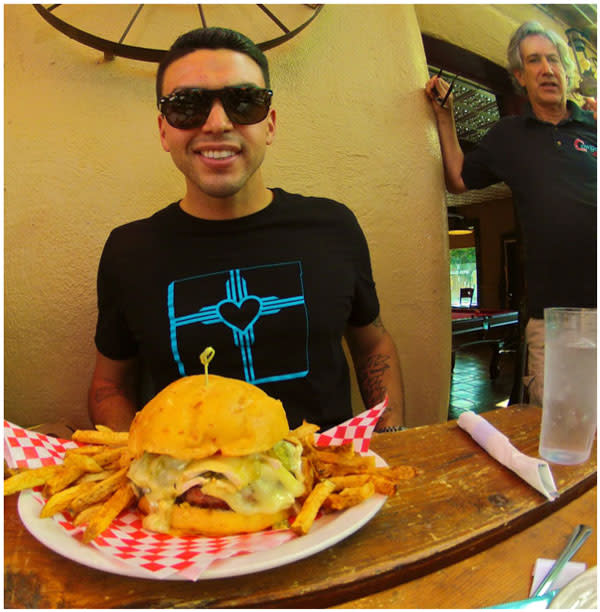 Nick Peña of Food Tour New Mexico knows it’s right to honor your Mother Burger at the Cowgirl. (Photo Credit: Nick Peña)