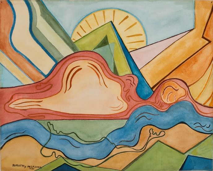 In their time, modernists like Dorothy Morang made the Santa Fe landscape look new. (Photo courtesy of the New Mexico Museum of Art | Dorothy Morang, Sunrise, 1940, watercolor on paper, Collection of the New Mexico Museum of Art. Photo: Blair Clark)