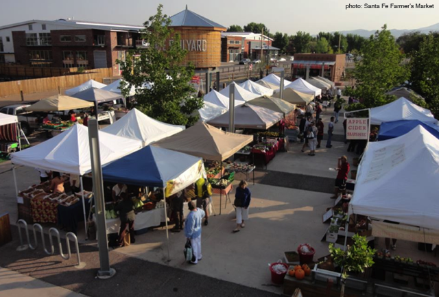 Locals and visitors gather at the Railyard to shop the Farmers Market. (Photo courtesy of Santa Fe Farmers Market)