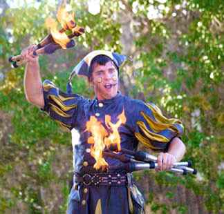 Juggling fire is all in a day’s work when Clan Tynker clocks in at the Renaissance Faire. (Photo Credit: El Rancho de las Golondrinas)