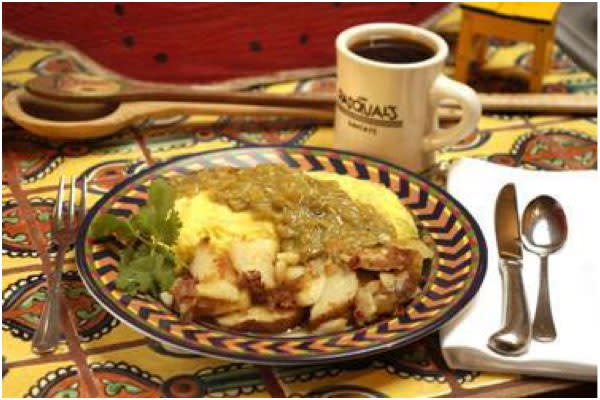 The good news? The lady of the house doesn’t have to cook because breakfast is served all day at Café Pasqual’s! (Photo Credit: Café Pasqual’s)