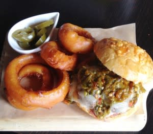 The burger is a thing of beauty at Terra, and so are those crunchy onion rings.