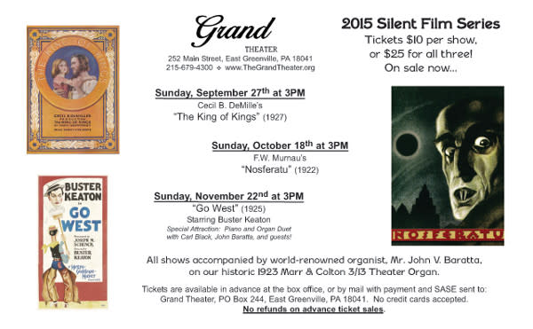 The Grand Theater's Silent Film Series continues with