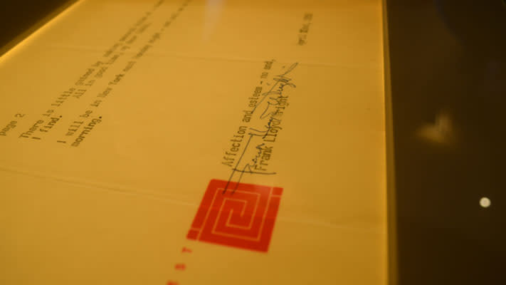 This letter signed by Frank Lloyd Wright is on display at Beth Sholom Synagogue.