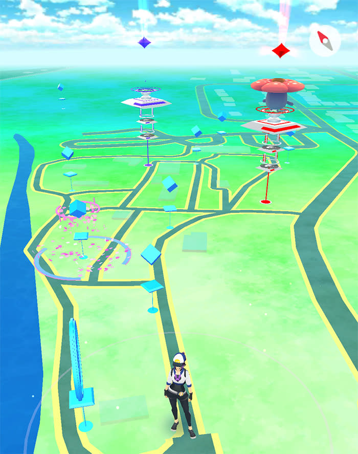 Screenshots of the Pokémon Go map.