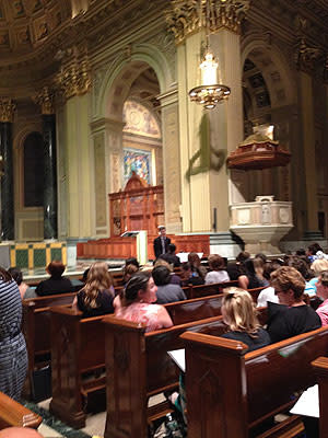 The choir rehearses at the Cathedral Basilica of Saints Peter & Paul.