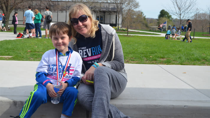 Mason with Mom after the 2015 race.