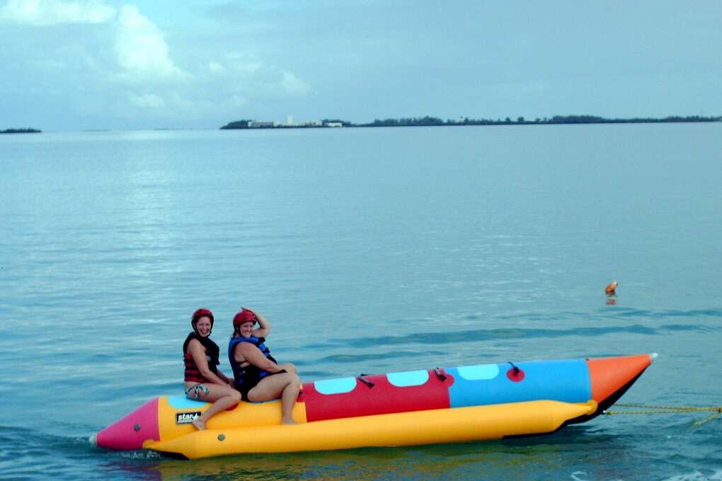 Riding the banana boat in Sebago Key West