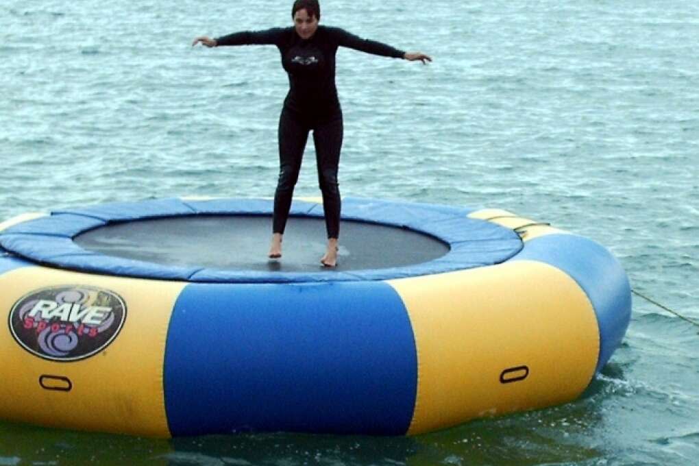 water trampoline at the Sebago Power Adventure in Key West