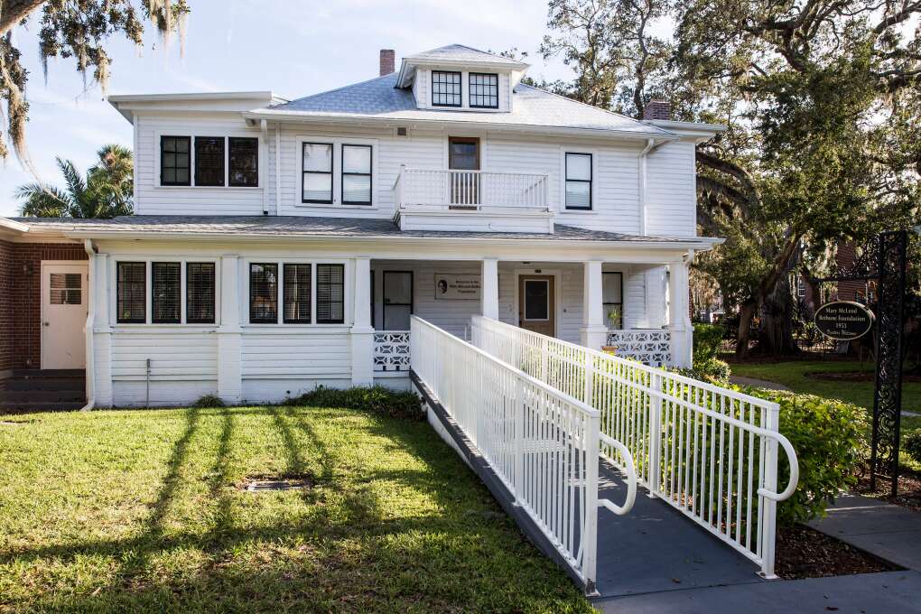 Mary McLeod Bethune's home is located on Bethune Cookman University Campus in Daytona Beach.