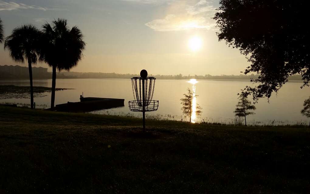 Breathe in the serene morning view of the Original Course, hole three at Bill Frederick Park  at Turkey Lake in Orlando.
