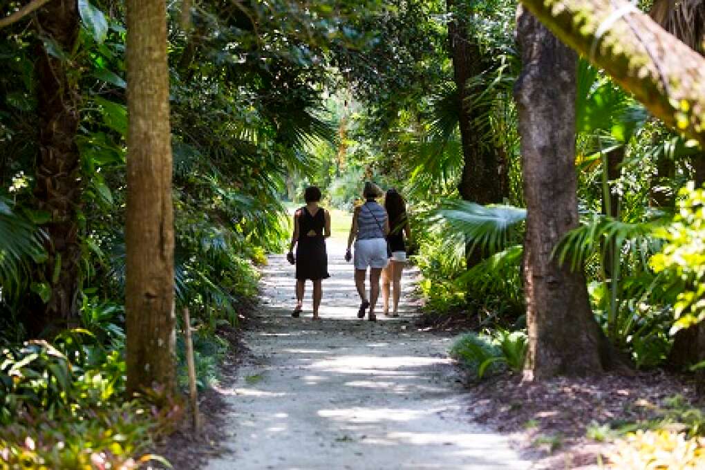 Visitors walking in the McKee Botanical Gardens.