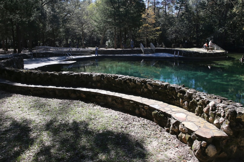 The water temperature remains a constant 68 degrees Fahrenheit year-round at Ponce de Leon Springs.