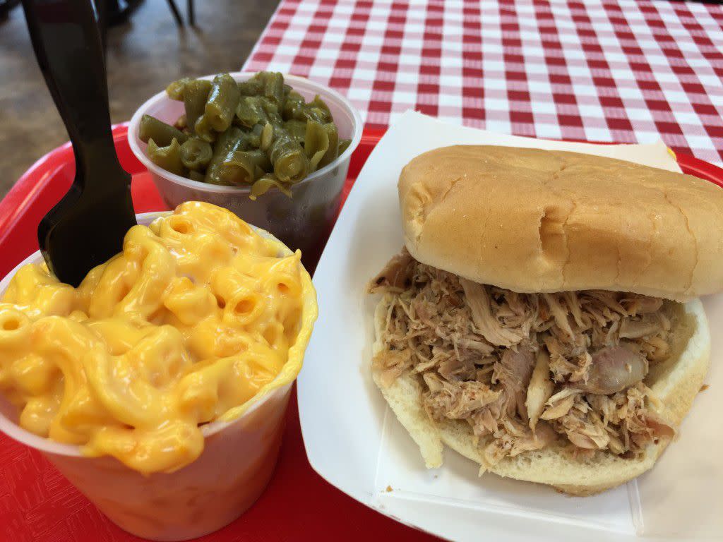 Pulled chicken sandwich and sides!