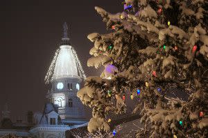 Riehle Plaza Christmas Tree and Courthouse