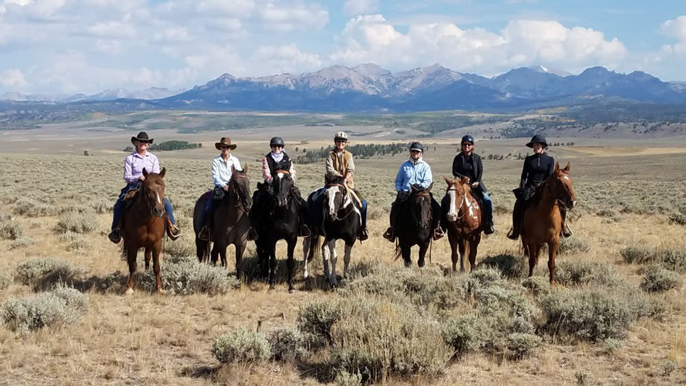Seven women on horseback
