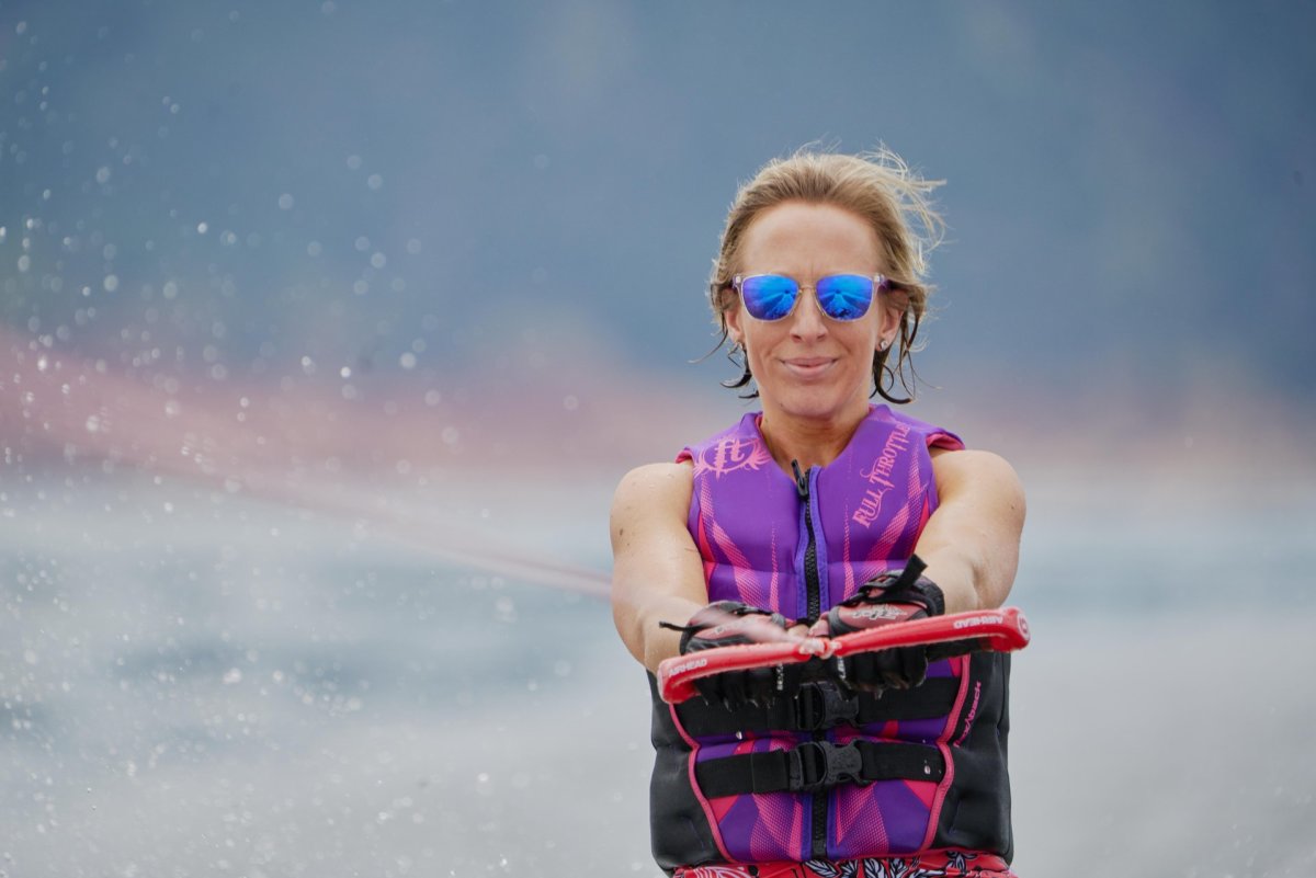 Water skier with sunglasses.