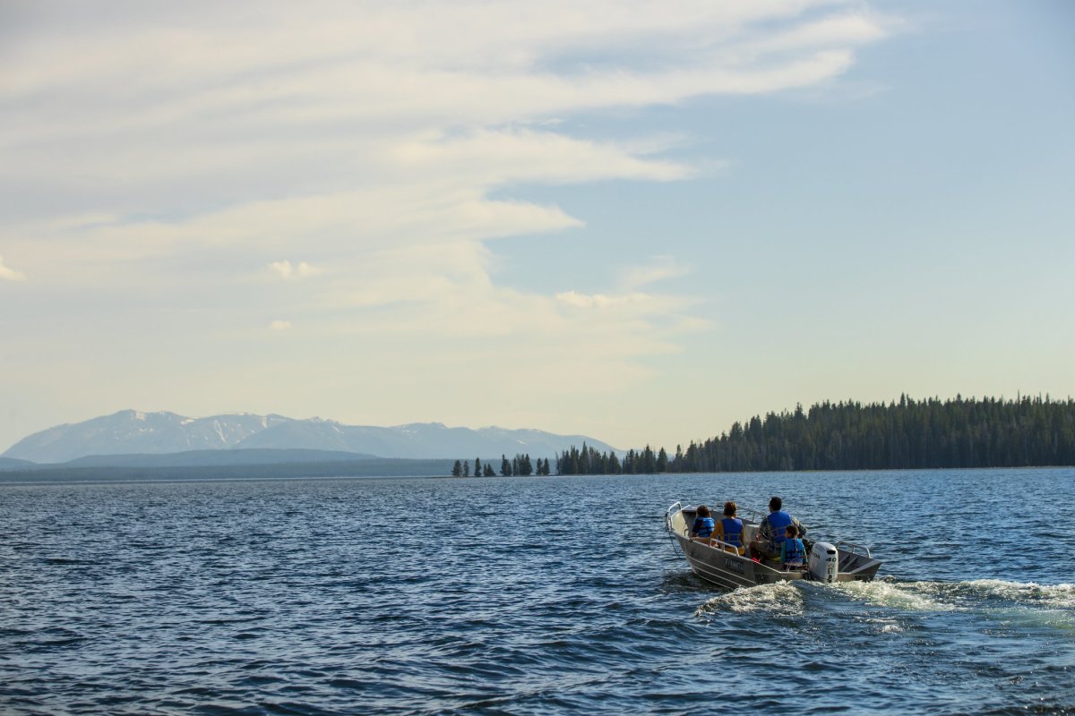 Family boating on Lake Yellowstone