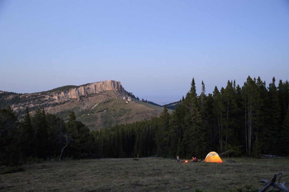 Tent camping in the BigHorn Mountains in Wyoming