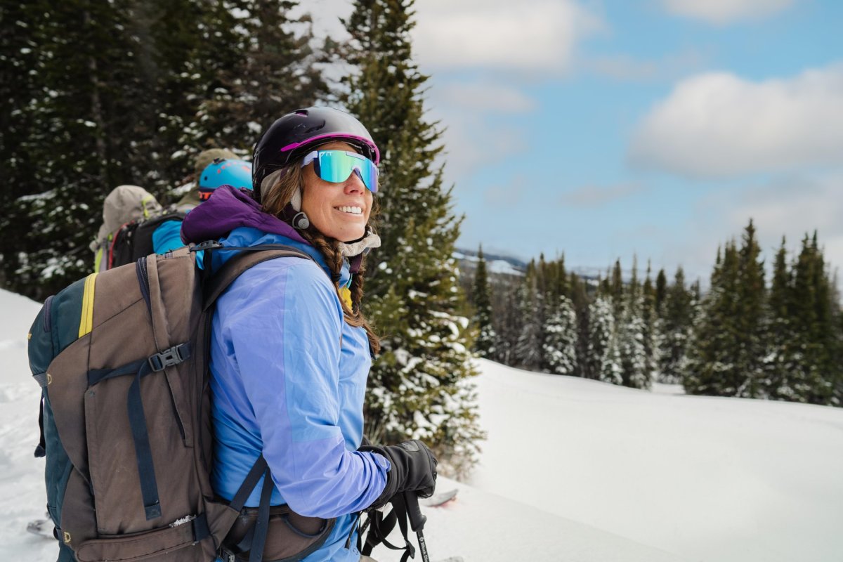 Woman dressed for a winter adventure.