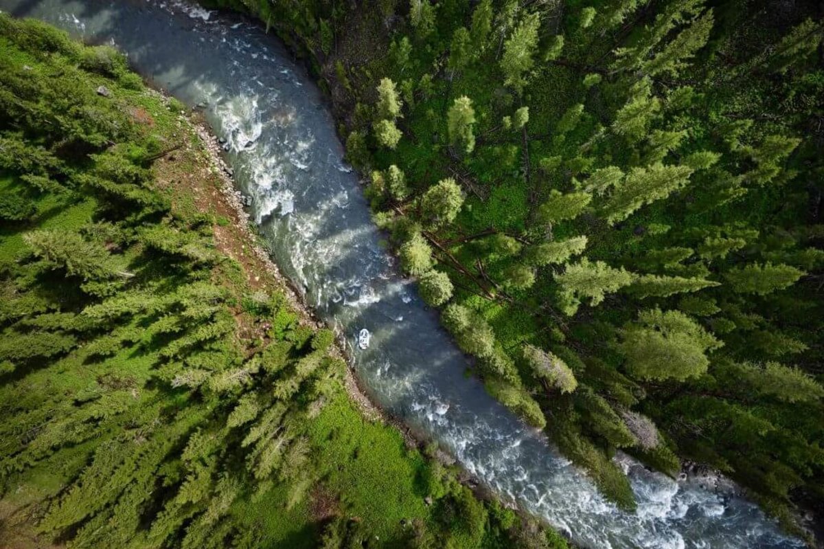 Aerial view of the North Fork of the Shoshone River.